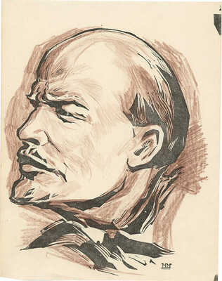 Маторин Михаил Владимирович. Эскиз и пробный оттиск портрета В.И. Ленина